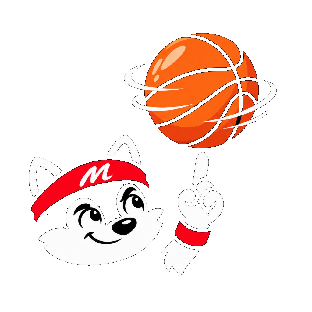 Mo, the Hoop Mo mascot spinning a basketball
